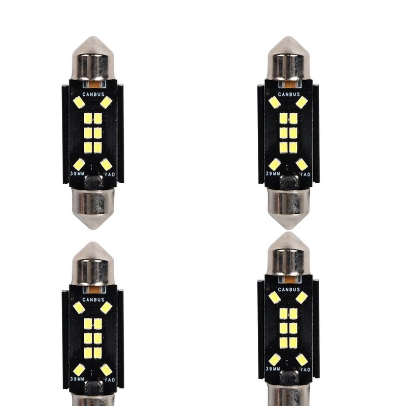 4 Pezzi Lampada Led Siluro 39mm Canbus T11 SV8.5 C5W C10W 10 SMD 2016 12V 24V 2.5W 380lm Bianco 6500K per Auto e Camion