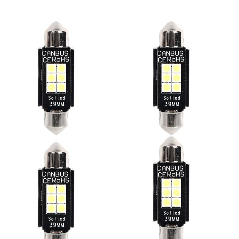 4 Pezzi Lampada Led Siluro 39mm Canbus T11 SV8.5 C5W C10W 6 SMD 3030 12V 24V 2.5W 300lm Bianco 6500K per Auto e Camion