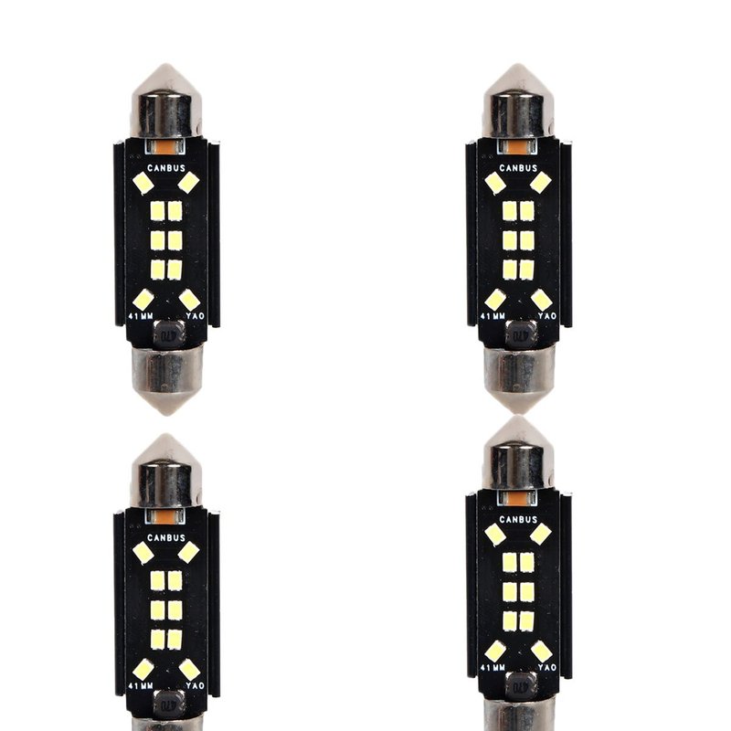 4 Pezzi Lampada Led Siluro 41mm Canbus T11 SV8.5 C5W C10W 10 SMD 2016 12V 24V 2.5W 380lm Bianco 6500K per Auto e Camion