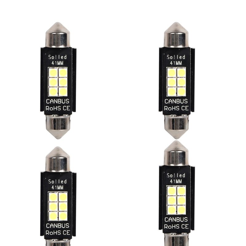 4 Pezzi Lampada Led Siluro 41mm Canbus T11 SV8.5 C5W C10W 6 SMD 3030 12V 24V 2.5W 300lm Bianco 6500K per Auto e Camion