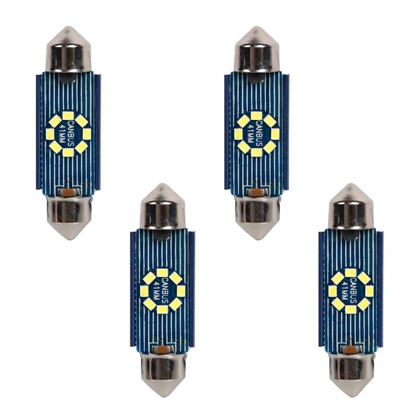 4 Pezzi Lampada Led Siluro 41mm Canbus T11 SV8.5 C5W C10W 8 SMD 2016 12V 24V 2.5W 120lm Bianco 6500K per Auto e Camion