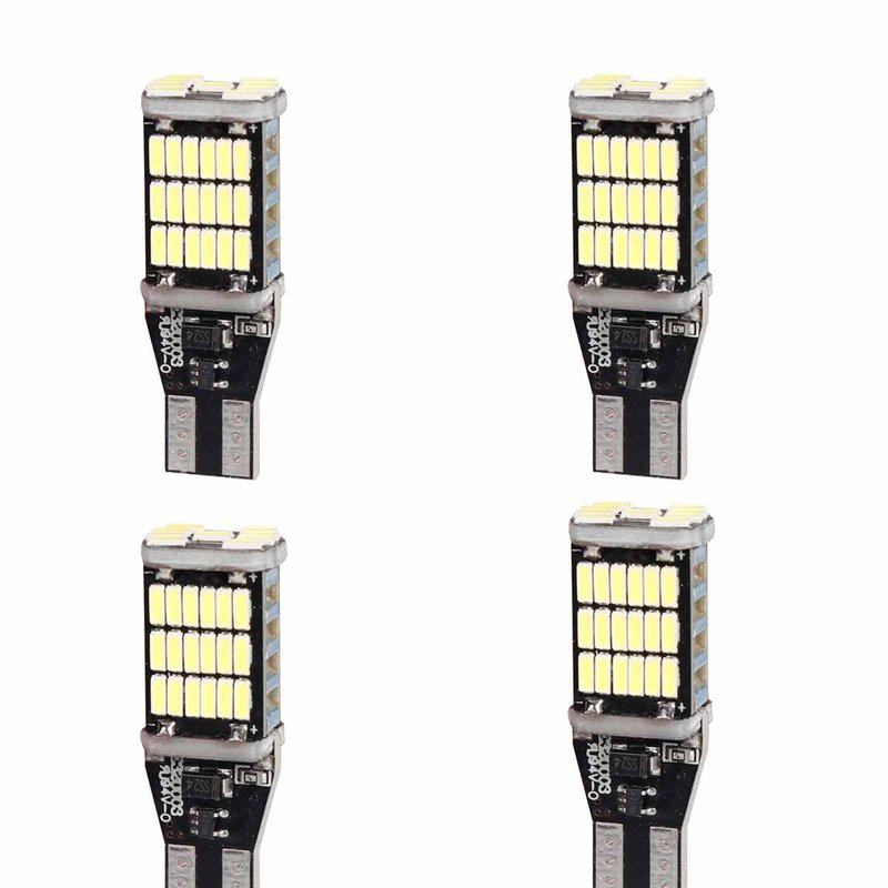 4 Pezzi Lampada Led T15 W16W 45 SMD 4014 12V 24V 300lm 3W Bianco 6500K Attacco Dritto 40mm per Auto e Camion