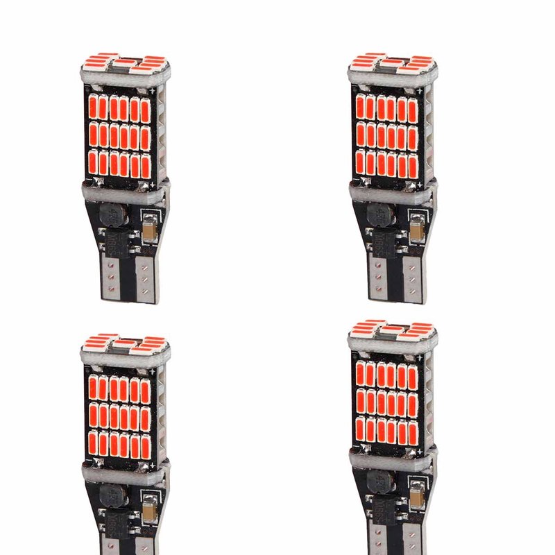 4 Pezzi Lampada Led T15 W16W 45 SMD 4014 12V 24V 300lm 3W Luce Rossa Attacco Dritto 40mm per Auto e Camion