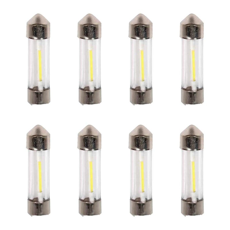 8 Pezzi Lampada Led Siluro 36mm T11 SV8.5 COB C5W C10W 12V 1W 100lm Bianco Freddo 6500K