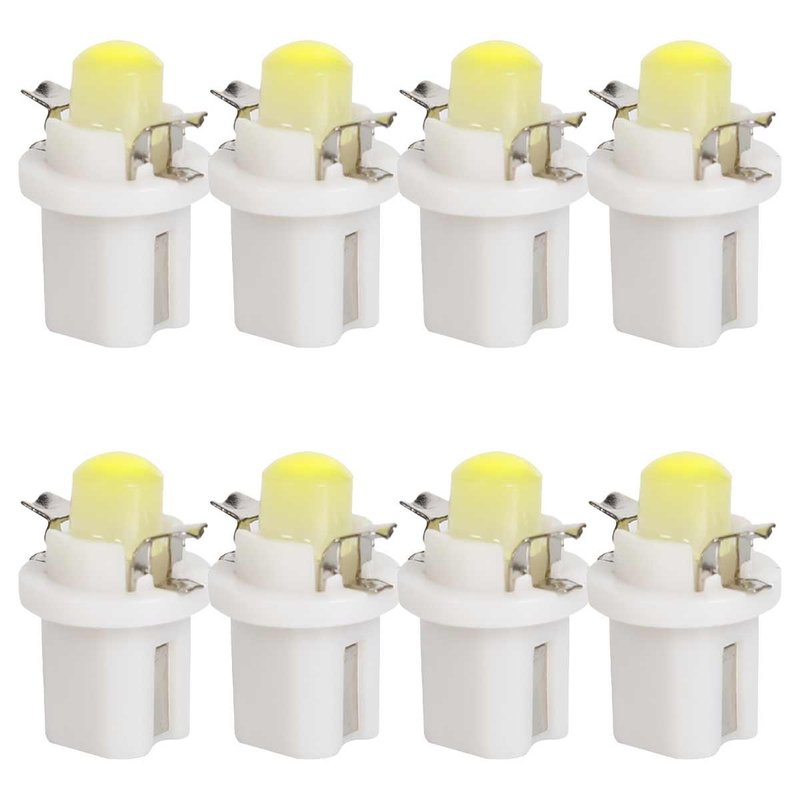 8 Pezzi Lampada Led T5 B8.5D 1 COB 12V 0.6W 40lm Bianco Freddo 6500K 18mm Luci Cruscotti e Strumentazioni B8,5D