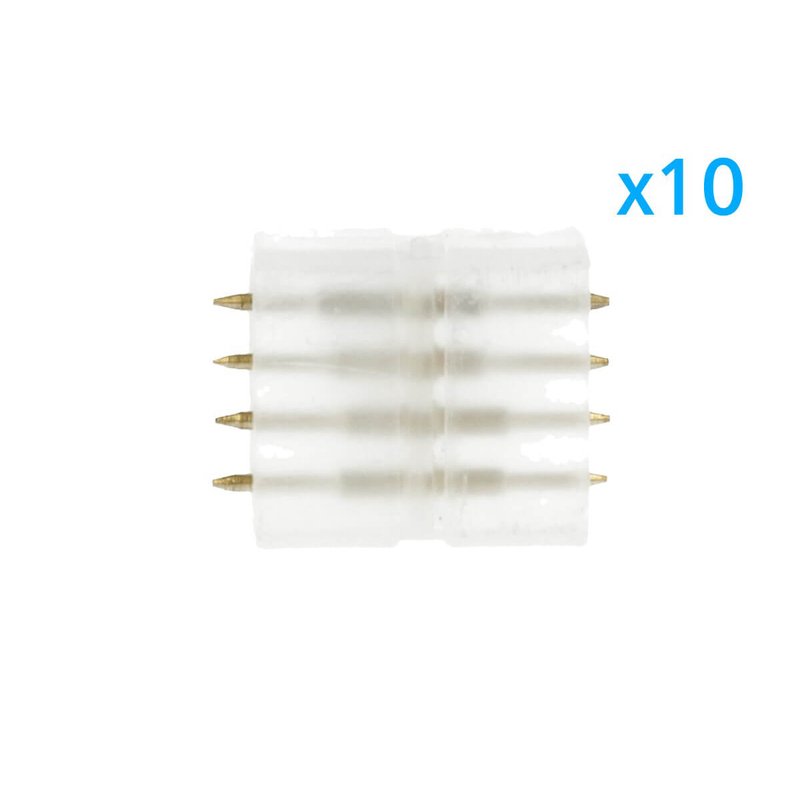 10 PZ Connettore Da 4 Pin RGB Passo 13,5mm Per Unire e Allungare Bobina Led RGB 220V