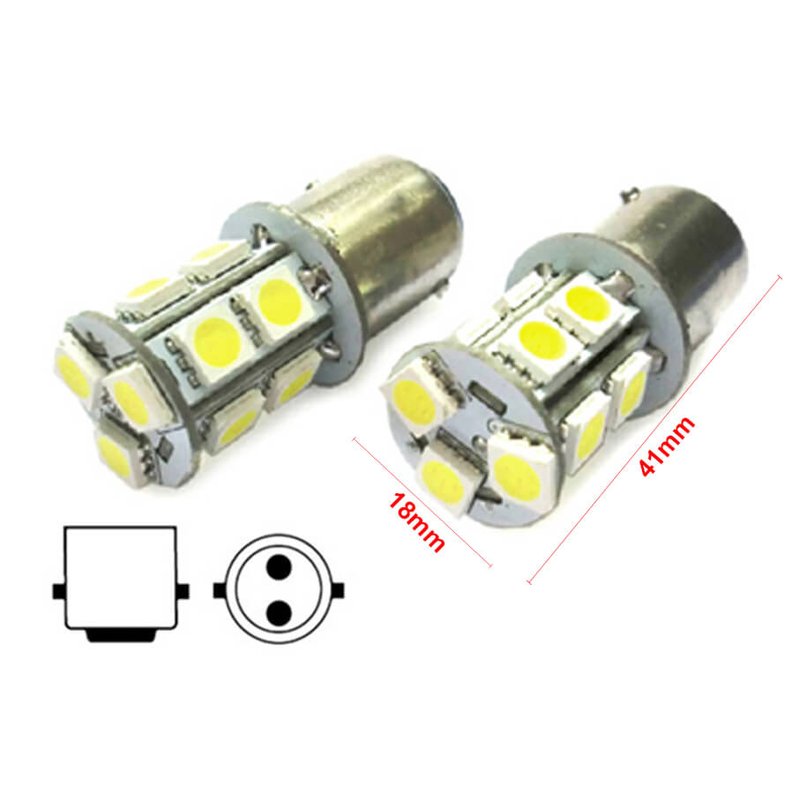 2 Lampade Led Barca Nautica BA15D B15D Bianco Freddo 12V 24V 3W No Polarita Piedi Dritti 13 Smd 5050 Baionetta G18