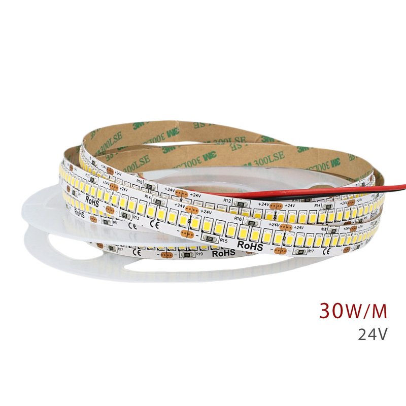 24V Bobina Striscia Led 30W/M 140LM/W 4200LM/M Bianco Caldo 2700K 1200 Smd 2835 5 Metri