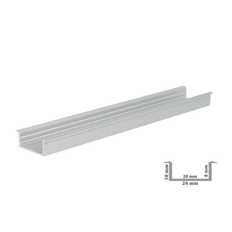 3 Metri Profilo Canalina Barra Alluminio Larga Da Incasso Per Striscia Led Fino A 20mm