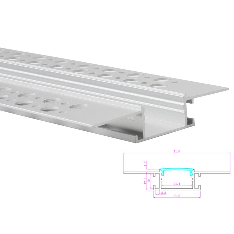 3 Metri Profilo Canalina Barra Alluminio Larga Incasso A Muro Alette Scomparsa Per Bobina Led Fino 20mm