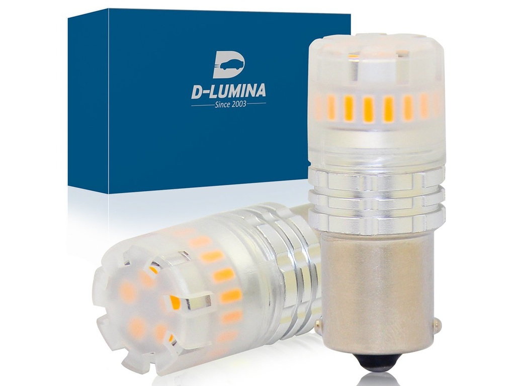 Lampada Led 1156 BA15S P21W Canbus Ambra Arancione 12V No Polarita IP67 Illuminazione 360 Gradi