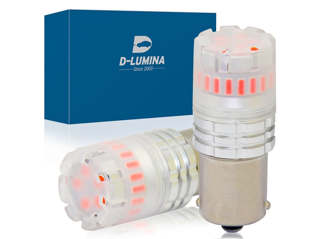 Lampada Led 1156 BA15S P21W Canbus Rosso 12V No Polarita IP67 Illuminazione 360 Gradi