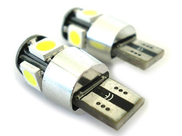 Lampada Led Canbus T10 W5W Luci di Posizione 12V 5 Smd Bianco No Errore New Con Resistenza