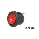 4 PZ Interruttore Rotondo Pulsante Bilanciere On Off Push Button Switch 3 Pin Con Indicatore Led Spia Rosso 12V Auto Barca Foro 20mm