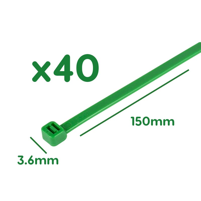 40 Fascette Plastica Verde Giardinaggio 3.6X150mm