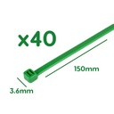 40 Fascette Plastica Verde Giardinaggio 3.6X150mm