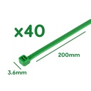 40 Fascette Plastica Verde Giardinaggio 3.6X200mm