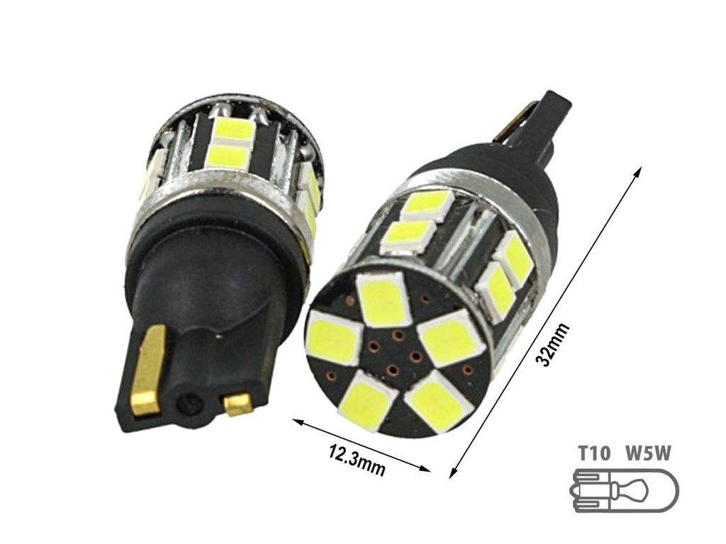 Lampada Led T10 W5W 100% Canbus 5W Reale 12V 24V No Errore Senza Polarità Bianco 6000K