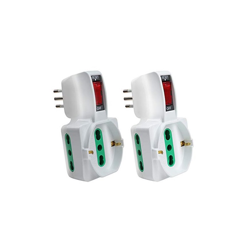 Adattatore Triplo Con Interruttore Spina 10A 2 Prese 10/16A Bipasso + 1 Presa Schuko 250V Bianco XSL1061