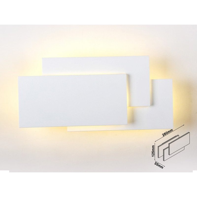 Applique Lampada LED da Muro 12W 3000K Carcassa Bianca Rettangolare con Forme Sovrapposte IP20 SKU-218202