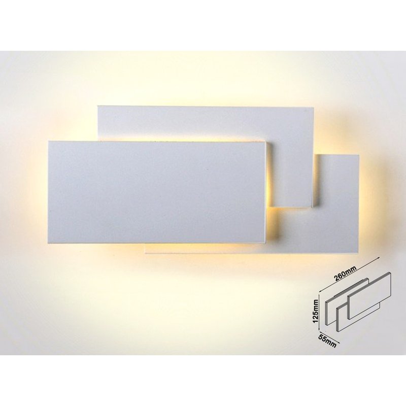 Applique Lampada LED da Muro 12W 3000K Carcassa Grigia Rettangolare con Forme Sovrapposte IP20 SKU-8206