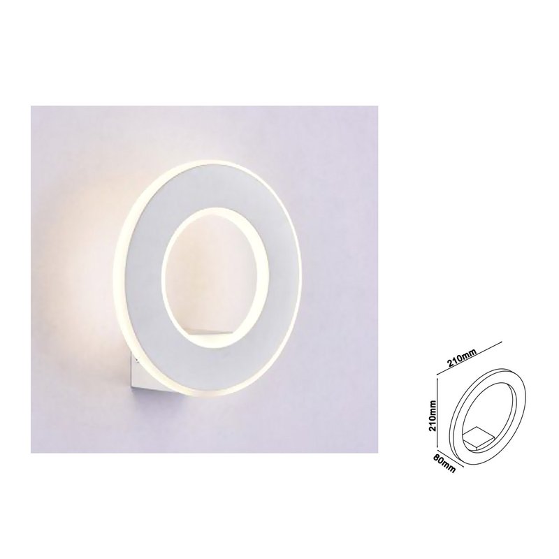 Applique Lampada LED da Muro Circolare 9W 3000K Carcassa Bianca IP20 Effetto Sole SKU-8225