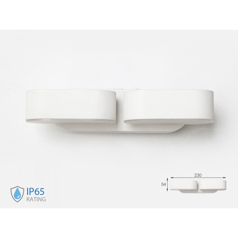 Applique Lampada LED da Muro Ovale 12W 3000K Carcassa Bianca con Doppia Testa Ruotabile IP65 SKU-8292