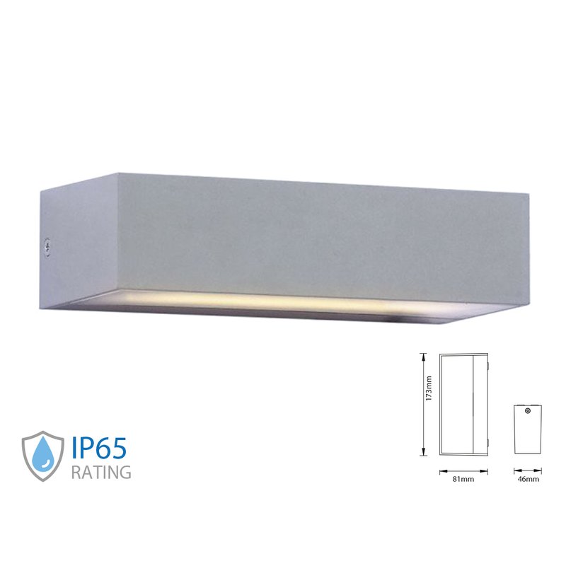 Applique Lampada Led Da Parete Rettangolare 9W 4000K Up-Down Doppio Fascio Luminoso Carcassa Grigia IP65 SKU-8240