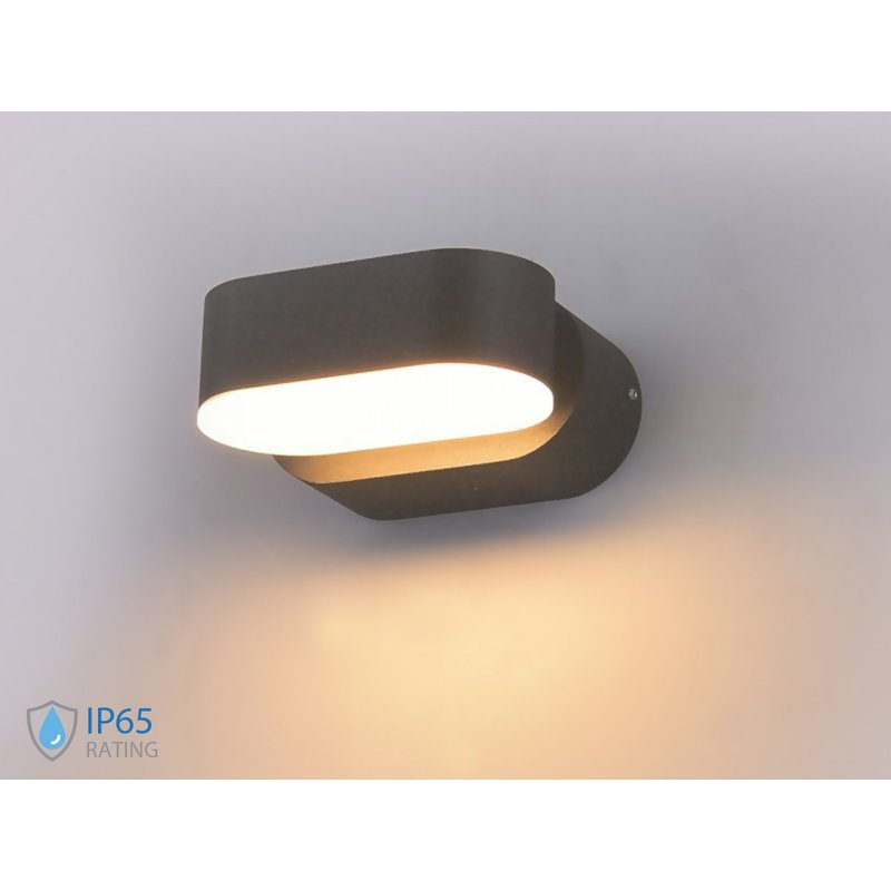 Applique Led Da Parete Dayna 6W 4000K Carcassa Grigia Ovale Orientabile 360 Gradi IP65 SKU-218291