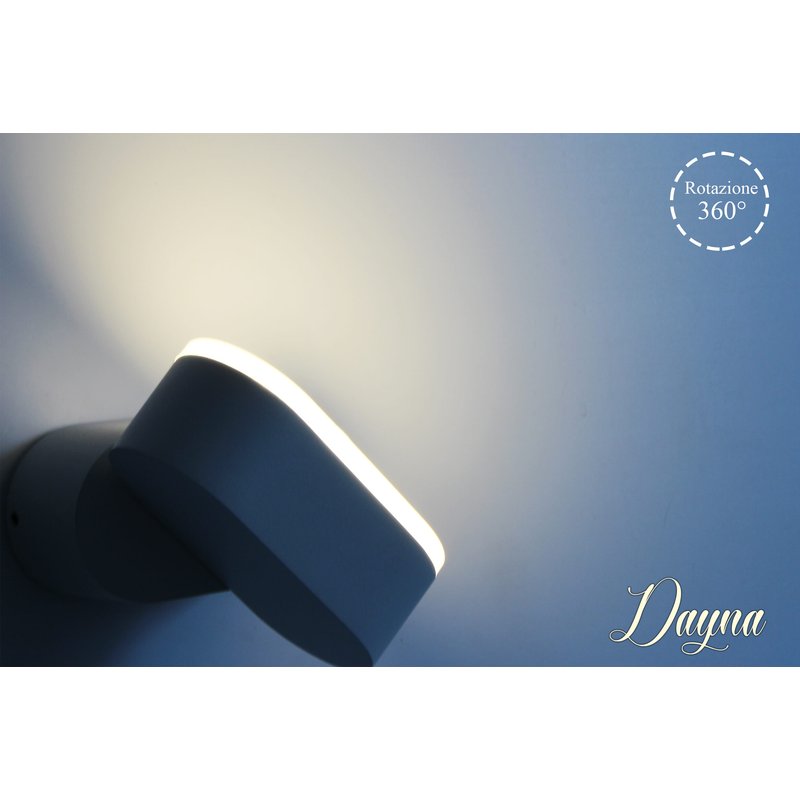 Applique Led Da Parete Dayna 6W Caldo 3000K Carcassa Bianca IP65 Ovale Orientabile 360 Gradi SKU-218286