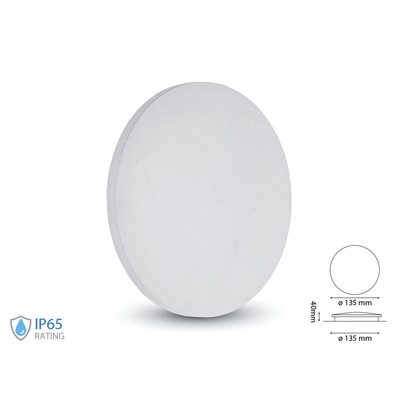 Applique Led Da Parete Ottoline 6W Neutro 4000K IP65 Rotondo 360 Gradi Carcassa Bianca SKU-7525