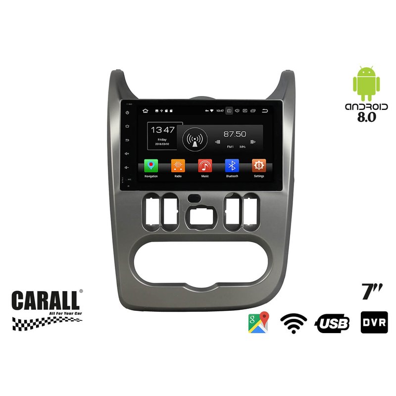 Autoradio Android 8,0 Dacia Sandero GPS DVD USB SD WI-FI Bluetooth Navigatore