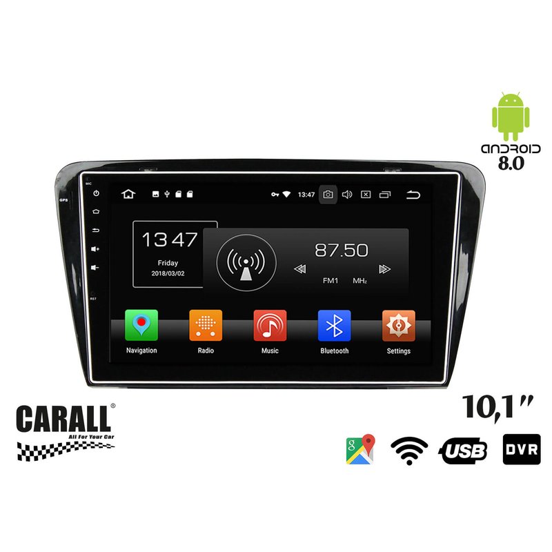 Autoradio Android 8,0 Skoda Octavia 2014 GPS DVD USB SD WI-FI Bluetooth Navigatore