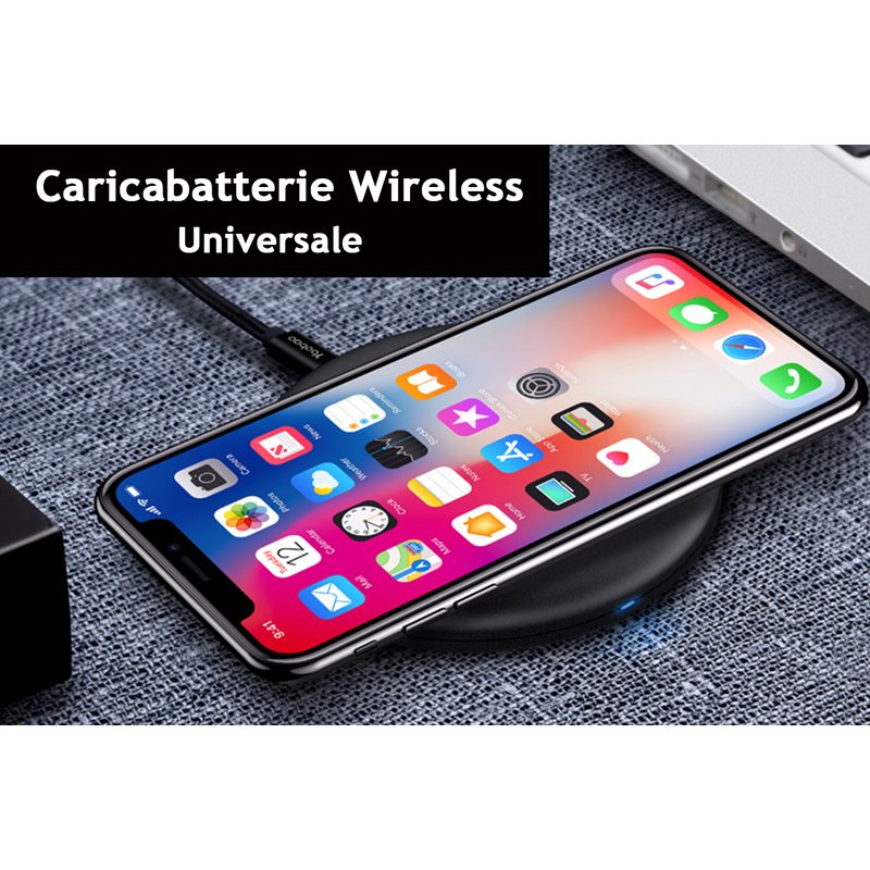 Caricabatterie Wireless Veloce Black 10W Slim QI