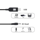 Cavo Convertitore Di Tensione Da USB 5V a Jack DC 5,5X2,1mm 12V Lunga 1M