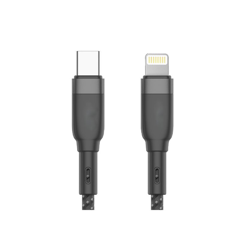 Cavo USB C PD Lightning Ricarica Veloce 3,5A Nero 1 Metro Nylon Intrecciato