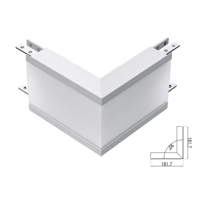 Connettore Giunto Forma L Curva Angolo Esterno 12W Bianco 4000K Per Lampada Led Lineare Da Incasso FP0381 SKU-389