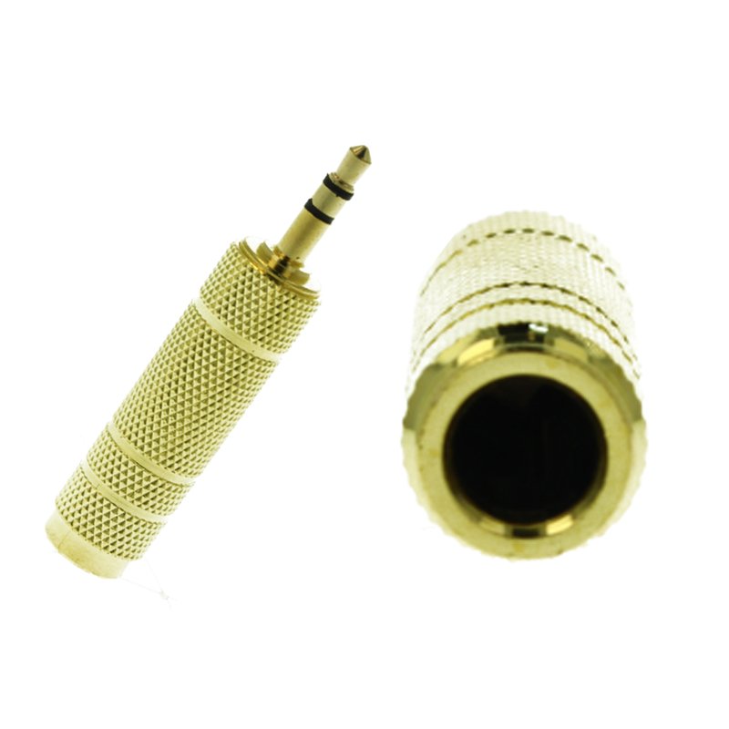 Convertitore Adattatore Audio Stereo da 3,5mm Maschio a 6,35mm Femmina Colore Oro