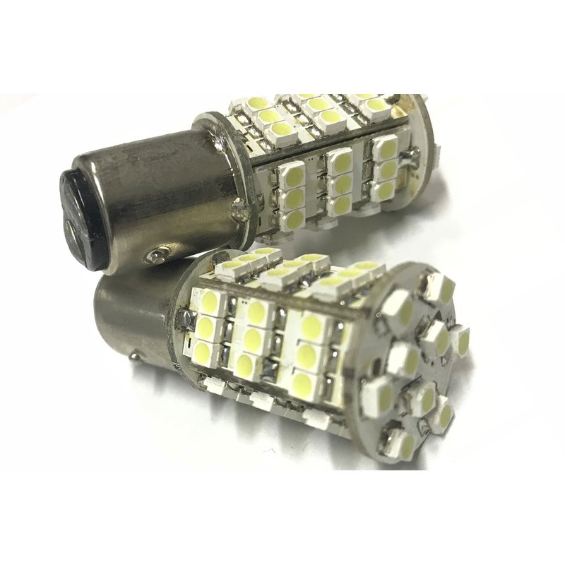 Coppia 2 Lampade Led BAY15D 1157 P21/5W Con 54 Smd 3528 Bianco Freddo 6000K 12V 2W