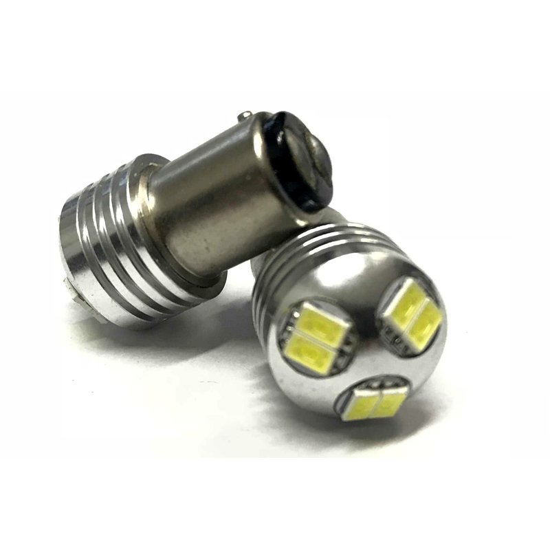 Coppia 2 Lampade Led BAY15D 1157 P21/5W Con 6 Smd 5730 Bianco Freddo 6000K 12V 3W