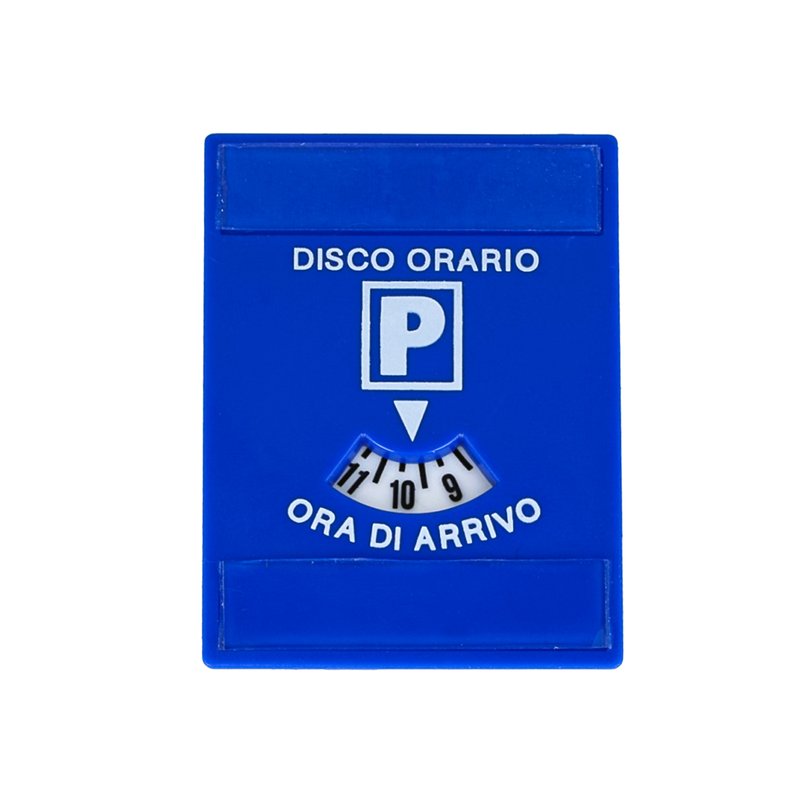 Disco Orario In Plastica Rigida Con Porta Avvisi Per Sosta Breve Doppio Adesivo 80X60mm