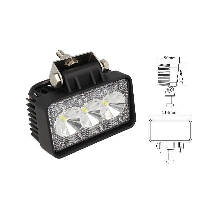 Fanale Rettangolare Luci Diurne A Led Work Light Faro Da Lavoro 12V 24V 9W (3X3W) IP67 Bianco