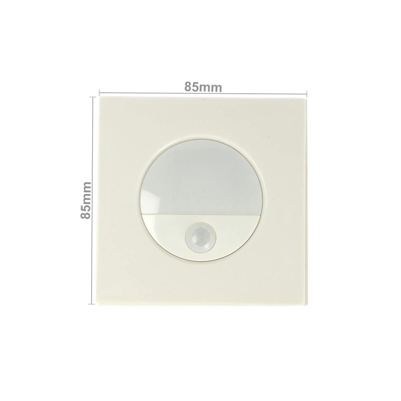 Faretto Luci Led Segnapasso Con Sensore Movimento 3W Bianco Neutro Quadrato Scatola Incasso 86X86 da Muro Incluso SKU-5570