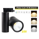 Faro Lampada Led A Binario 30W Mono Fase CCT CRI 90 Carcassa Nera 2700K 4000K 6000K 3 In 1 Luce Stretta 24 Gradi