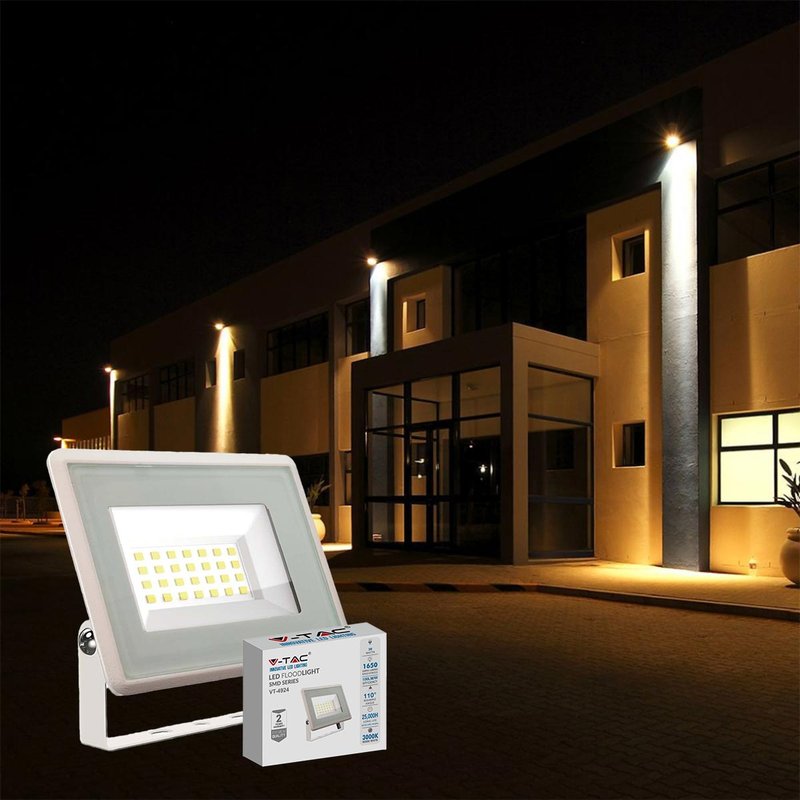 Faro Led Flood Light 20W 1650lm IP65 Slim 120x105x27mm Carcassa Bianca Luce 4000K SKU-6741