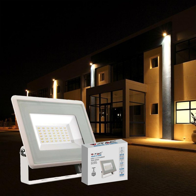 Faro Led Flood Light 30W 2510lm IP65 Slim 150x122x27mm Carcassa Bianca Luce 4000K SKU-6747