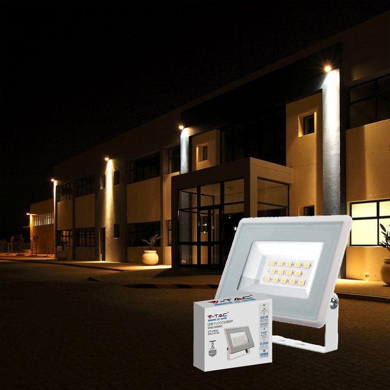 Faro Led Flood Light 30W 2510lm IP65 Slim 150x122x27mm Carcassa Bianca Luce 6400K SKU-6748