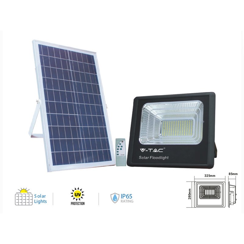 Faro Led Flood Light Con Pannello Solare 100W Freddo 6000K IP65 Telecomando Incluso SKU-94012