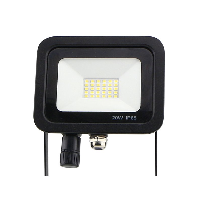 Faro Led Flood Light Slim 20W IP65 Bianco Neutro Carcassa Nera Sensore PIR Opzionale CL1918