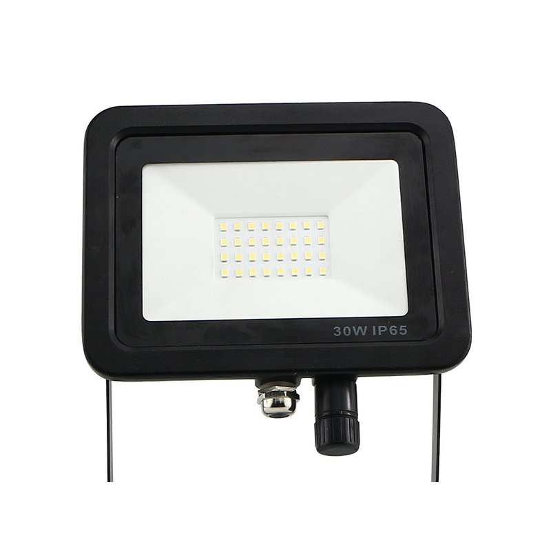 Faro Led Flood Light Slim 30W IP65 Bianco Neutro Carcassa Nera Sensore PIR Opzionale CL1918